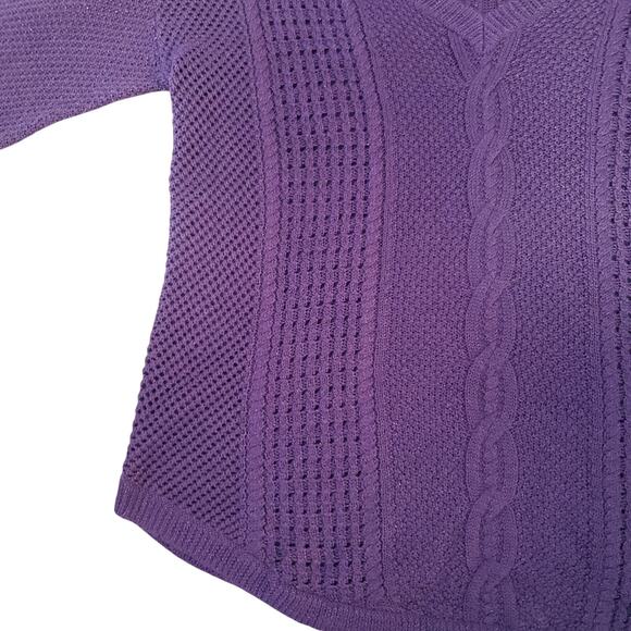 Torrid Lurex Pointell Wool Metallic Purple Cable Knit Tunic Sweater 2XL 18/20 - Picture 10 of 13